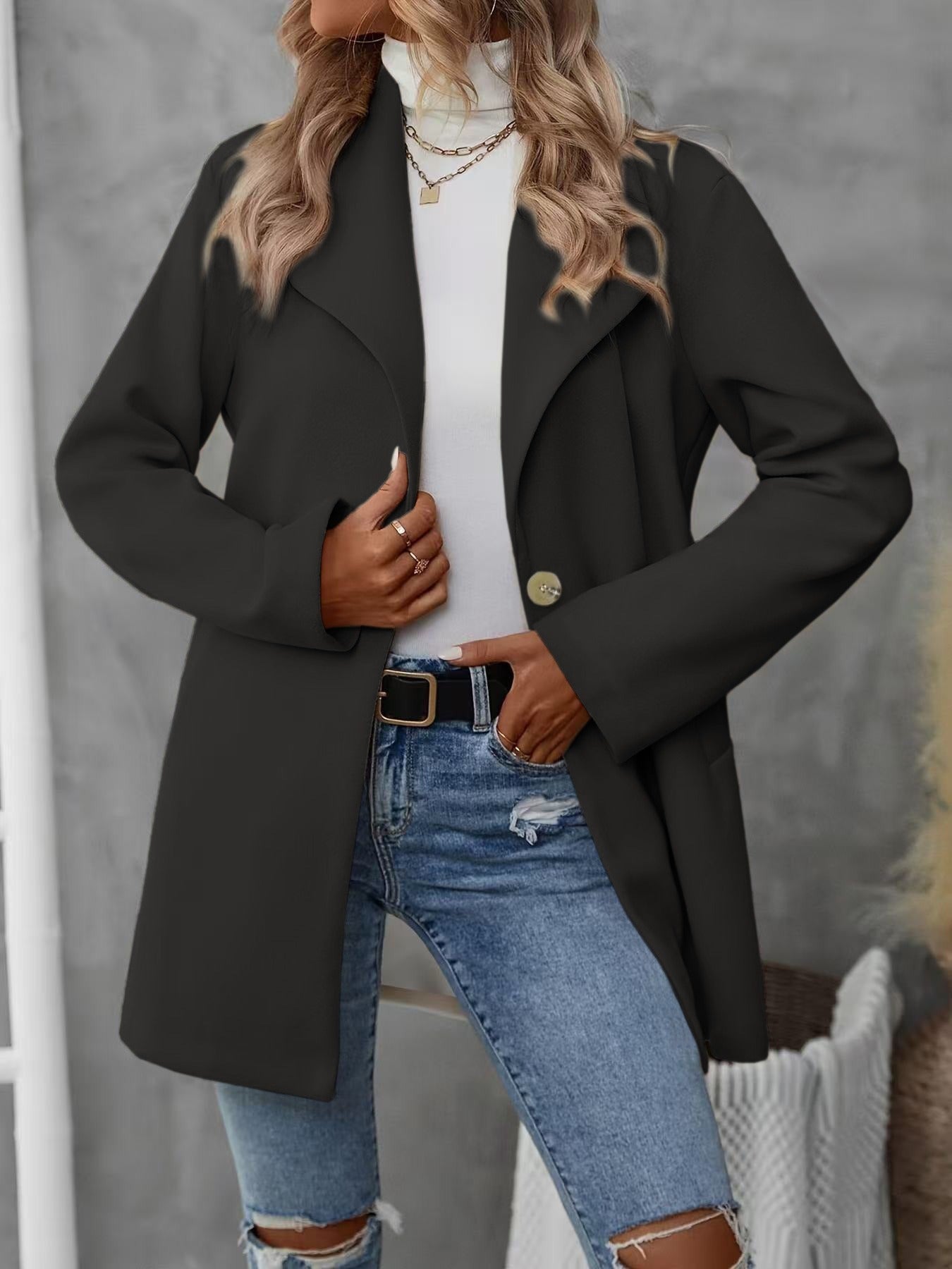 Dames Élégante Veste Oversize avec Coupe Classique et Boutons Modernes Chic und Stil