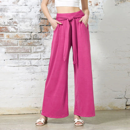 Women Comfortable and Stylish Wide Leg Pants with Waist Belt Chic and Style
