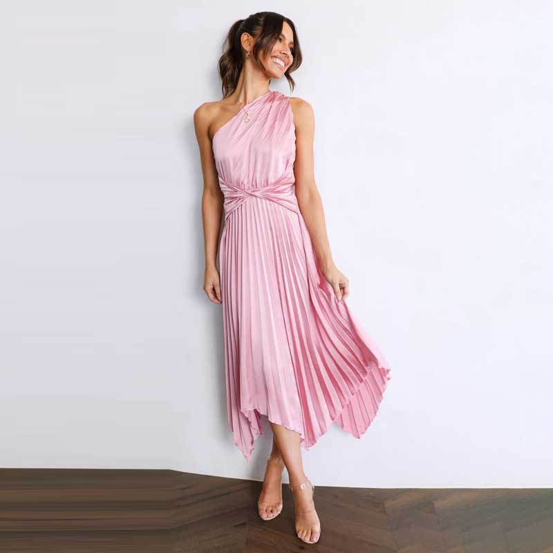 Robe maxi plissée asymétrique Chic und Stil pour femmes