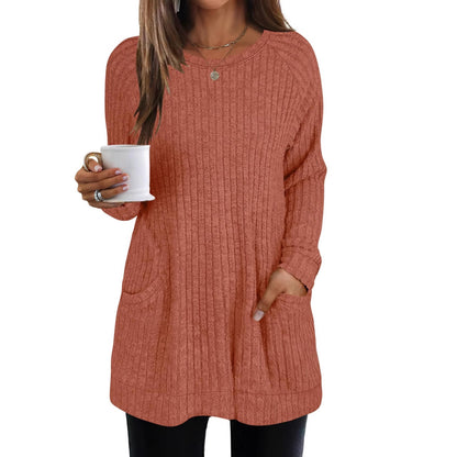 Pull en tricot décontracté pour femmes avec poches latérales et structure ribbed Chic und Stil