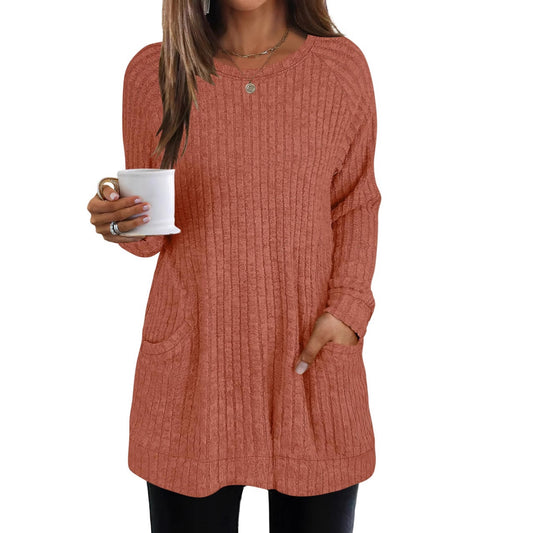 Pull en tricot décontracté pour femmes avec poches latérales et structure ribbed Chic und Stil