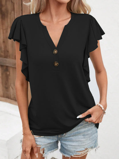 Blouse pour femmes avec détails en volants et fermeture à boutons Chic und Stil