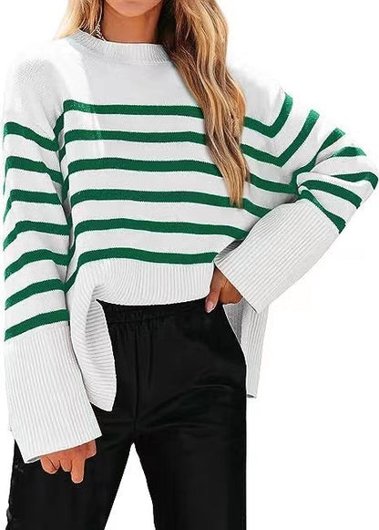 Dames Pull rayé décontracté à coupe ample Chic und Stil