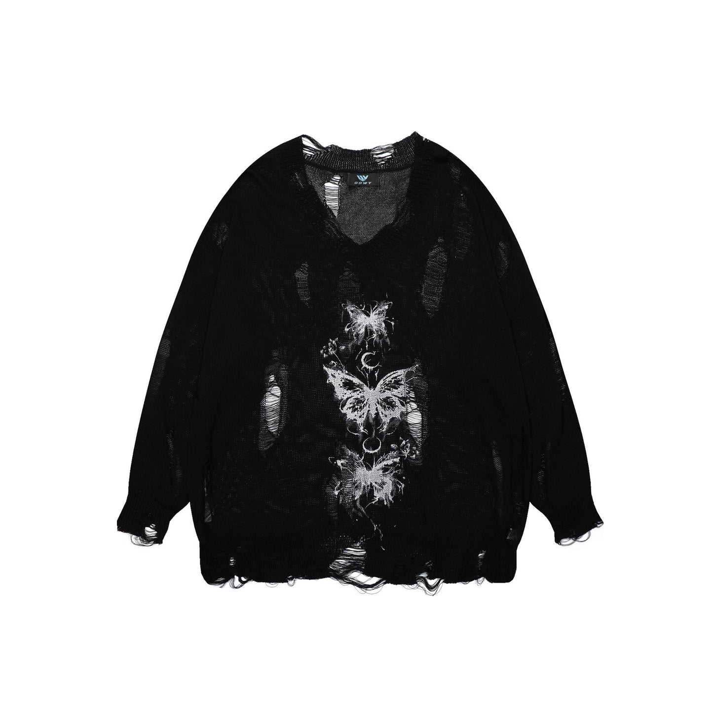 Pull oversized pour femmes avec imprimé graphique et détails décolorés Chic und Stil