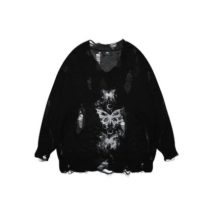 Pull oversized pour femmes avec imprimé graphique et détails décolorés Chic und Stil