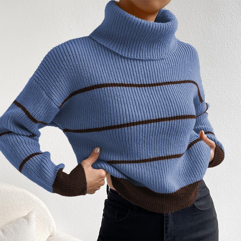 Pull femme avec col haut et motif rayé Chic und Stil