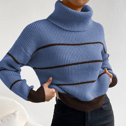 Pull femme avec col haut et motif rayé Chic und Stil