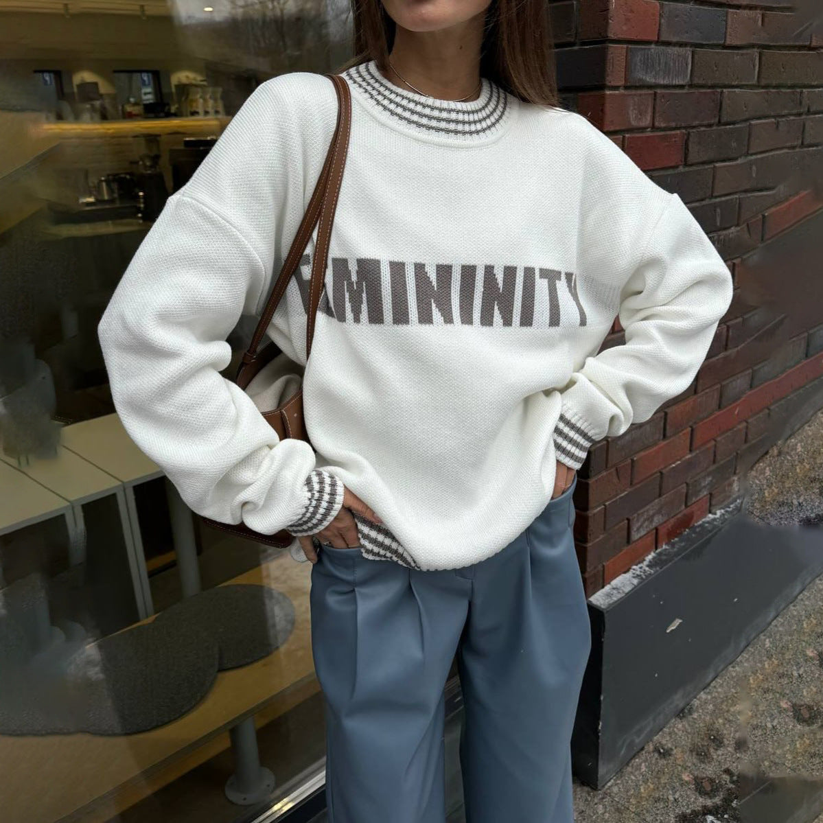 Pull en tricot oversize pour femmes avec impression graphique Chic und Stil