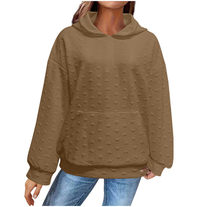 Pull à capuche pour femmes avec motif de cœur texturé Chic und Stil
