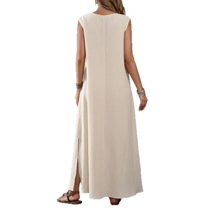 Robe maxi femme avec décolleté en V et fentes latérales Chic und Stil