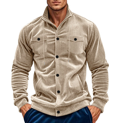 Chemise utility pour hommes en velours côtelé texturé avec poches poitrine pratiques Chic und Stil