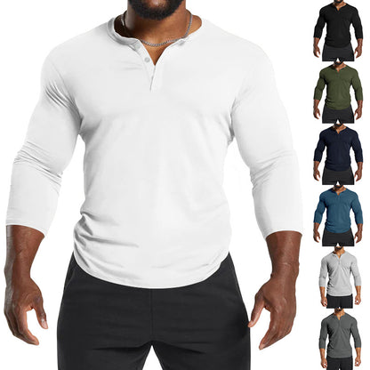 Chemise Henley à manches longues pour hommes en mélange de coton respirant avec détails en boutons Chic und Stil