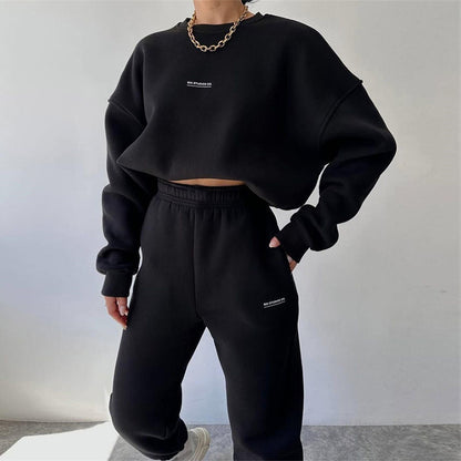 Dames décontracté ensemble de sweat à capuche surdimensionné avec cordon et manches longues Chic und Stil