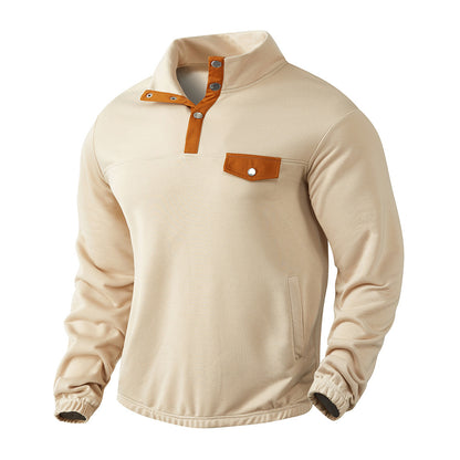 Men's fleece pullover with modern high collar and applied chest pocket Chic und Stil