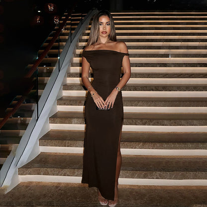 Robe maxi asymétrique à une épaule Chic und Stil pour femmes