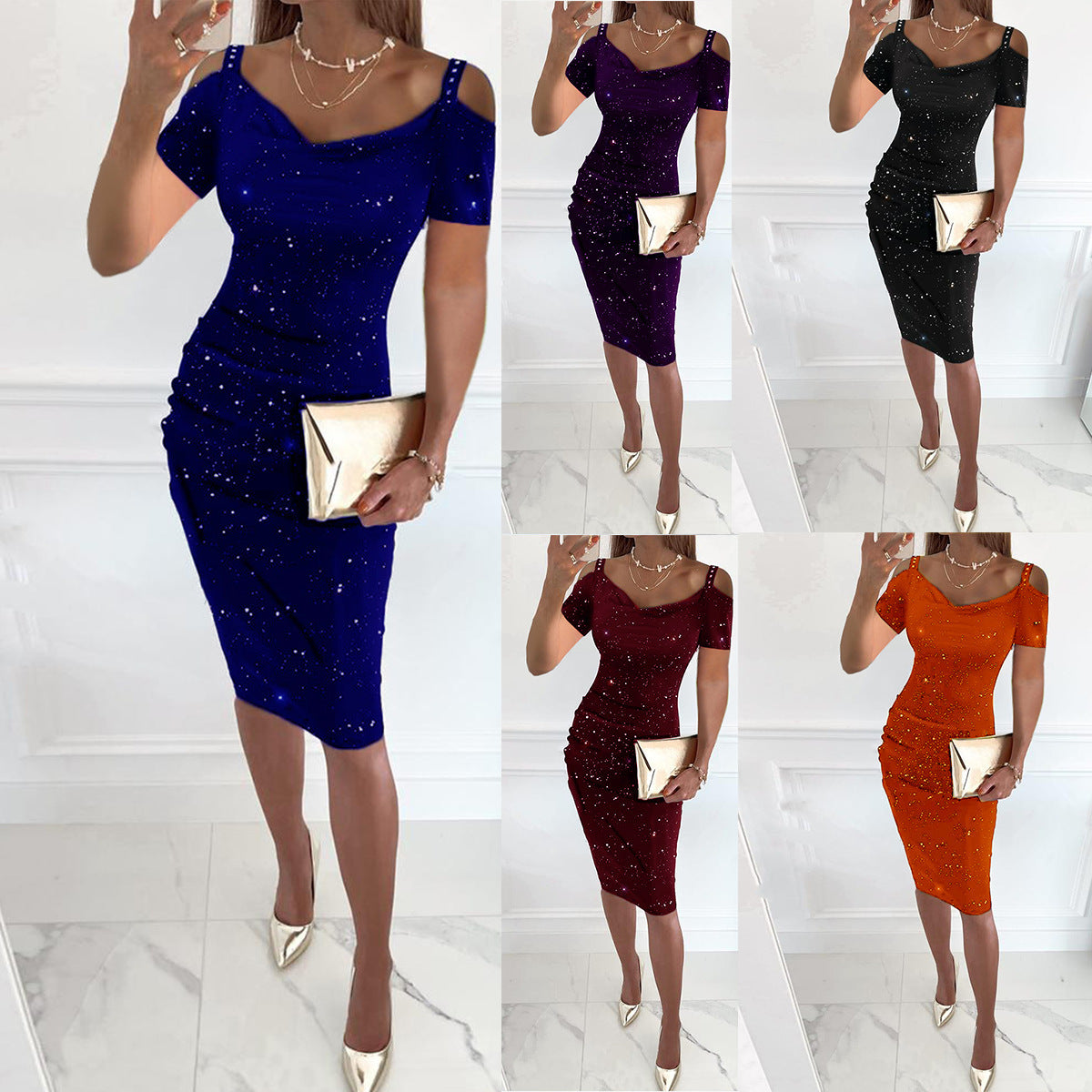 Robe enveloppante ajustée pour femmes avec des accents scintillants Chic und Stil