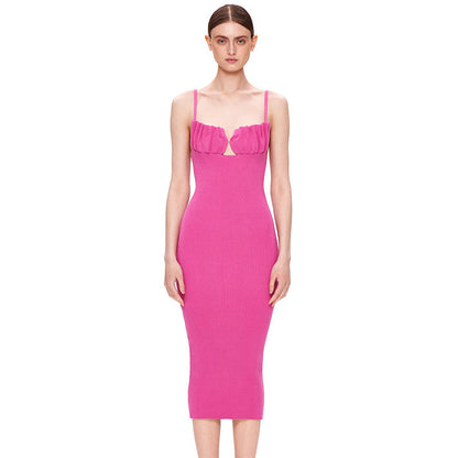 Women's Striped Bodycon Maxi Dress with Ruffle Detail Chic und Stil