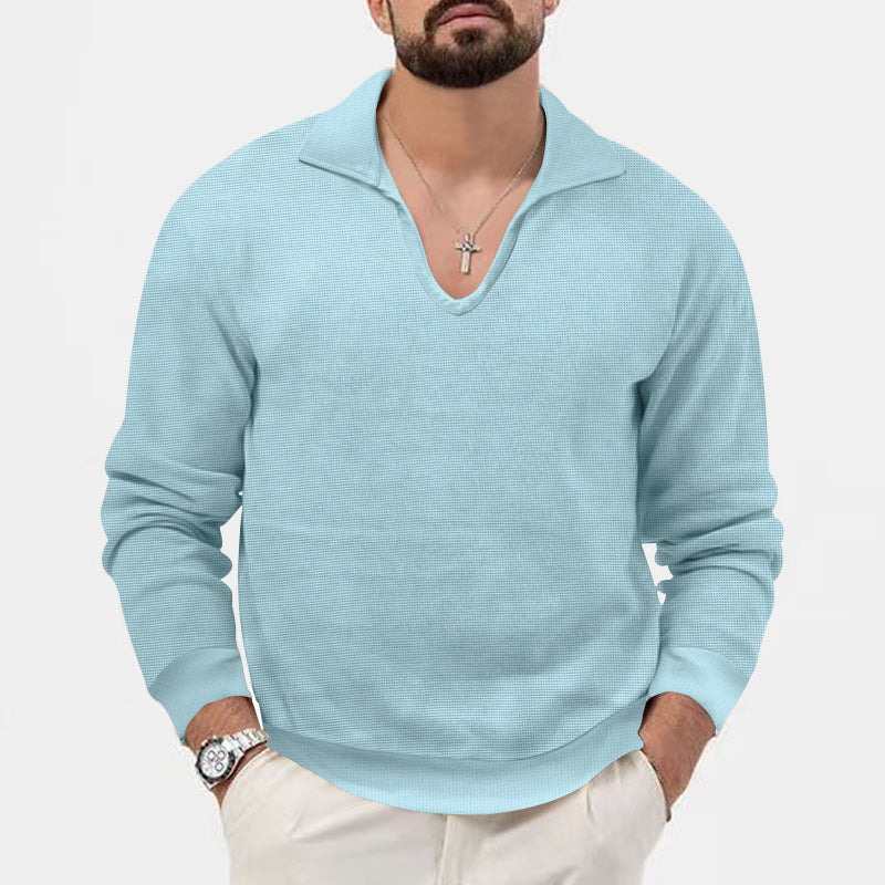 Pull pour homme à col en V tendance en matière tricot respirante Chic und Stil