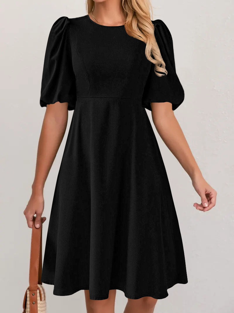 Dames Élégant Robe À-Ligne Manches Bouffantes Chic und Stil