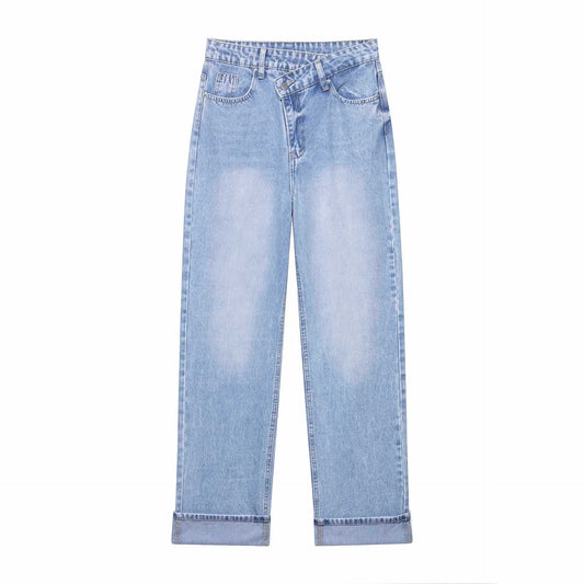Damen weite High-Waist Jeans Chic und Stil