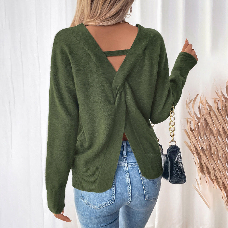 Femmes Pull V-Cou Chic und Stil