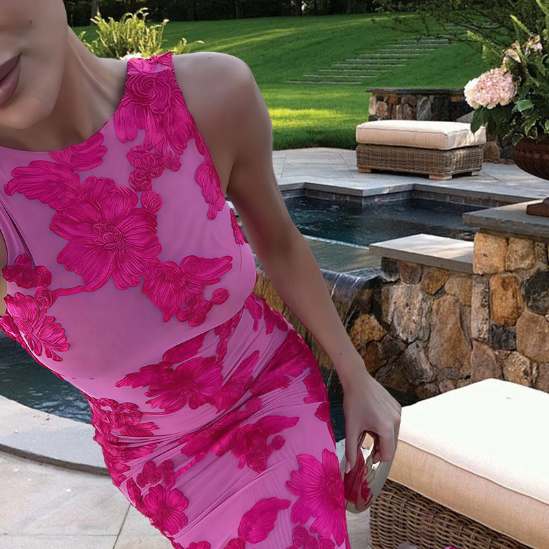 Dames Robe Maxi Élégante avec des Applications Florales Chic und Stil