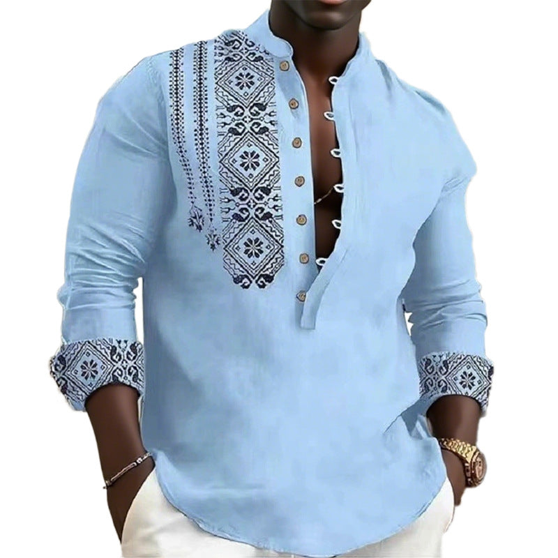 Hommes Chemise à manches longues tendance avec des motifs ethniques élégants Chic und Stil