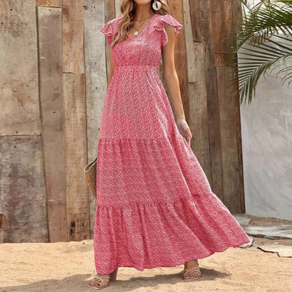 Robe maxi femme avec volant et décolleté en V Chic und Stil