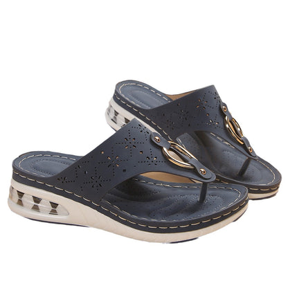 Dames Décoratifs Perforés Tongs Chic und Stil