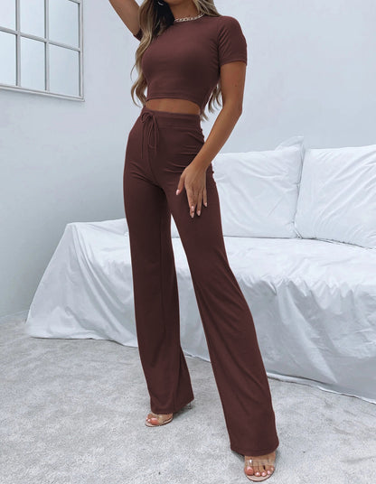 Chic and Stylish Women’s Crop Top and Flared Pants Set