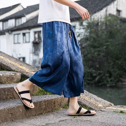 Airy harem pants for men with elegant pattern and elastic waist Chic and Style