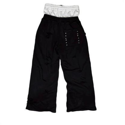 Pantalon cargo décontracté à coupe relax pour femmes avec taille élastique et ornement en rivets Chic und Stil