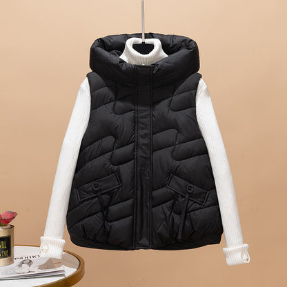 Dames Gilet matelassé à capuche et manches en tricot élégantes Chic und Stil