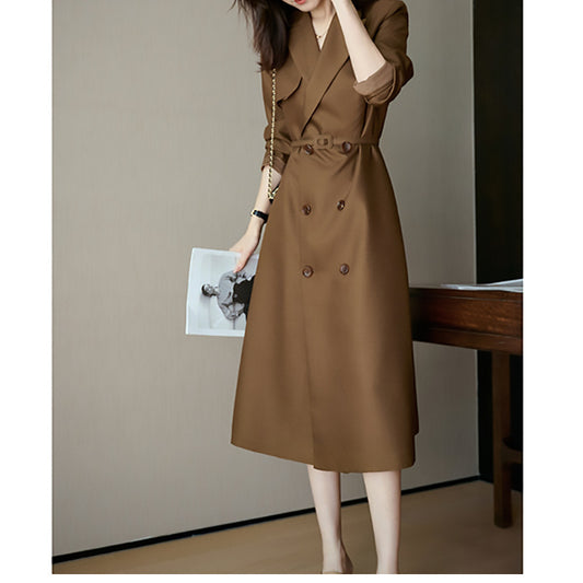 Robe midi élégante pour femmes à double boutonnage avec ceinture Chic und Stil