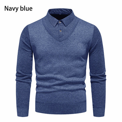 Pull en maille élégant pour homme avec décolleté en V et manches structurées Chic und Stil