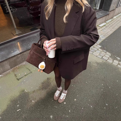 Dames Blazer Oversized en mélange de laine doux Chic und Stil