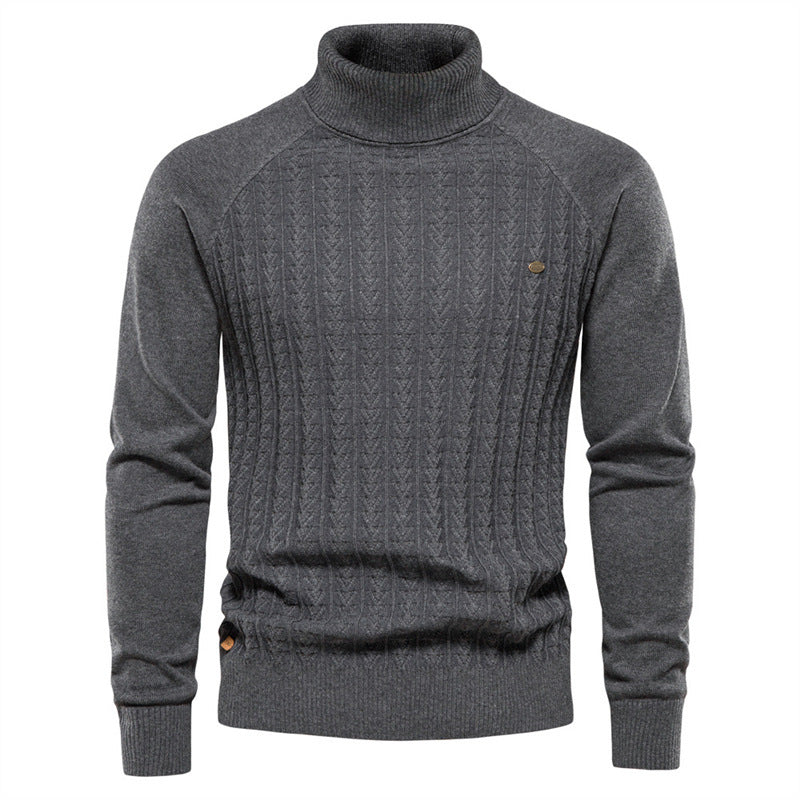 Pull en tricot pour hommes avec col montant tendance et design texturé Chic und Stil