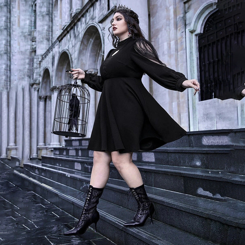 Robe mini évasée élégante pour femmes avec détail de manches transparentes Chic und Stil