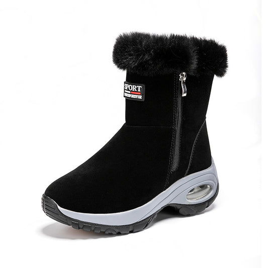 Bottes d'hiver pour dames avec bordure en fausse fourrure à la mode Chic und Stil