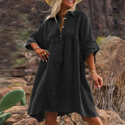 Dames Coupe décontractée Robe en lin polyvalente Chic und Stil