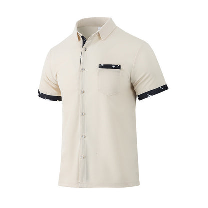 Chemise à manches courtes pour hommes avec col à la mode et poche poitrine Chic und Stil
