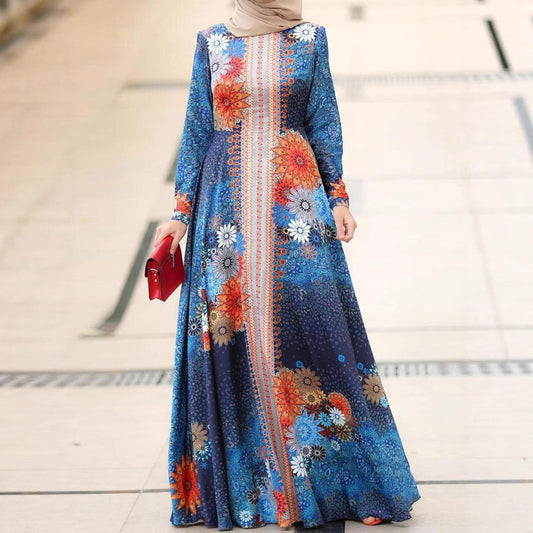 Robe maxi femme avec accents floraux et coupe élégante et fluide Chic und Stil