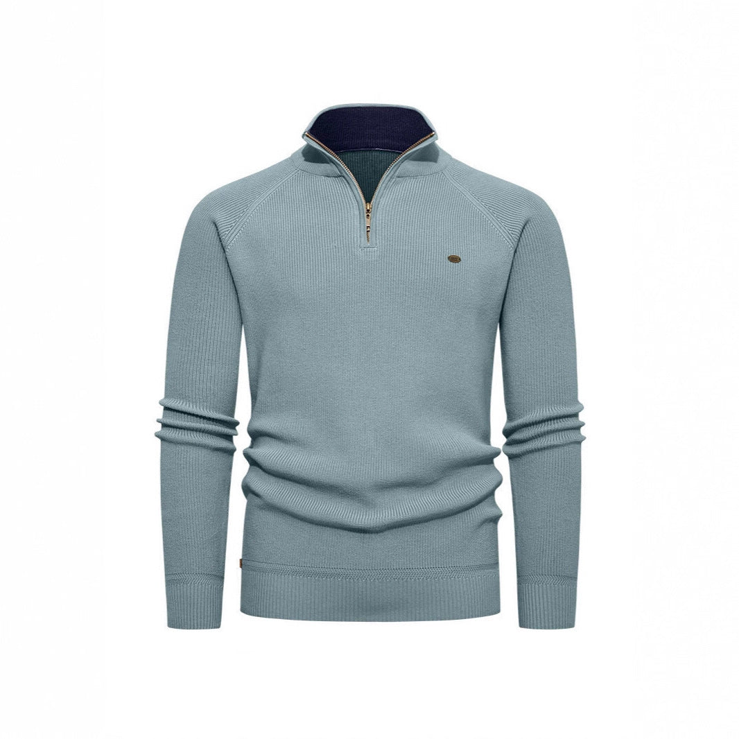 Knitted pullover for men with a high collar and zipper Chic und Stil