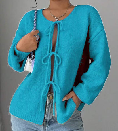 Pull en tricot oversize pour femmes avec détail de lacet décoratif Chic und Stil