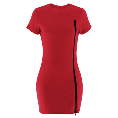 Robe ajustée pour femmes avec fermeture éclair latérale et col rond Chic und Stil