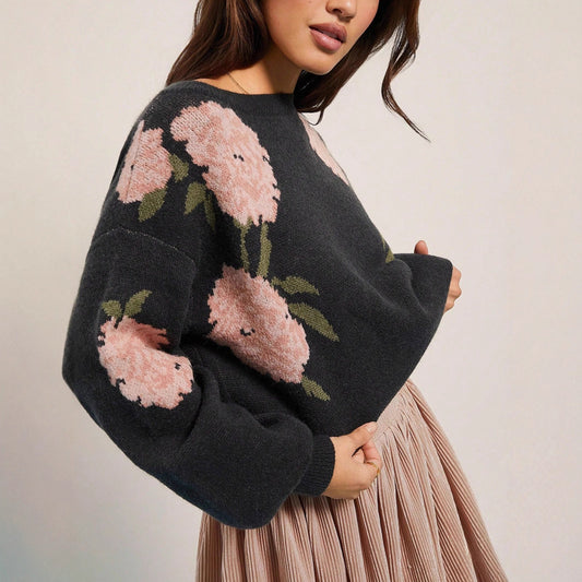 Pull en tricot décontracté pour femmes avec design floral Chic und Stil