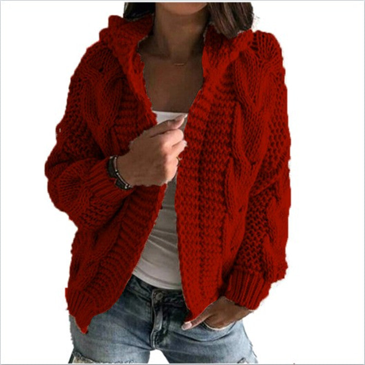 Dames gros tricot cardigan avec col ouvert et manches volumineuses Chic und Stil