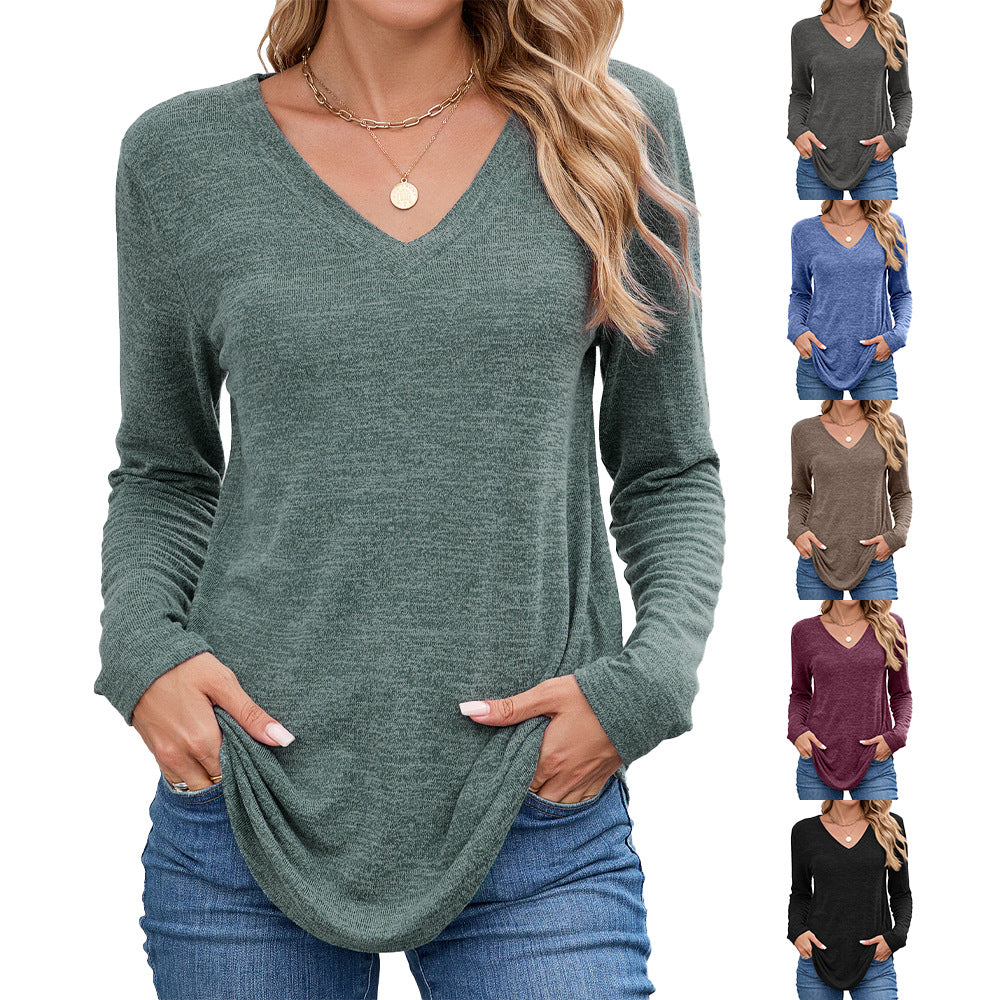 Chemise à manches longues pour femmes avec décolleté en V et coupe décontractée Chic und Stil