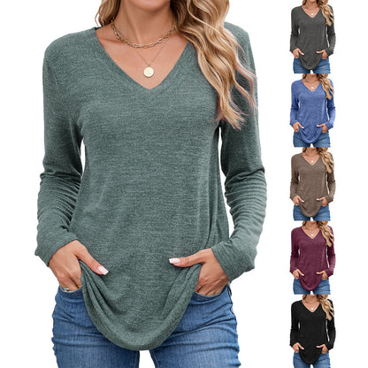 Chemise à manches longues pour femmes avec décolleté en V et coupe décontractée Chic und Stil