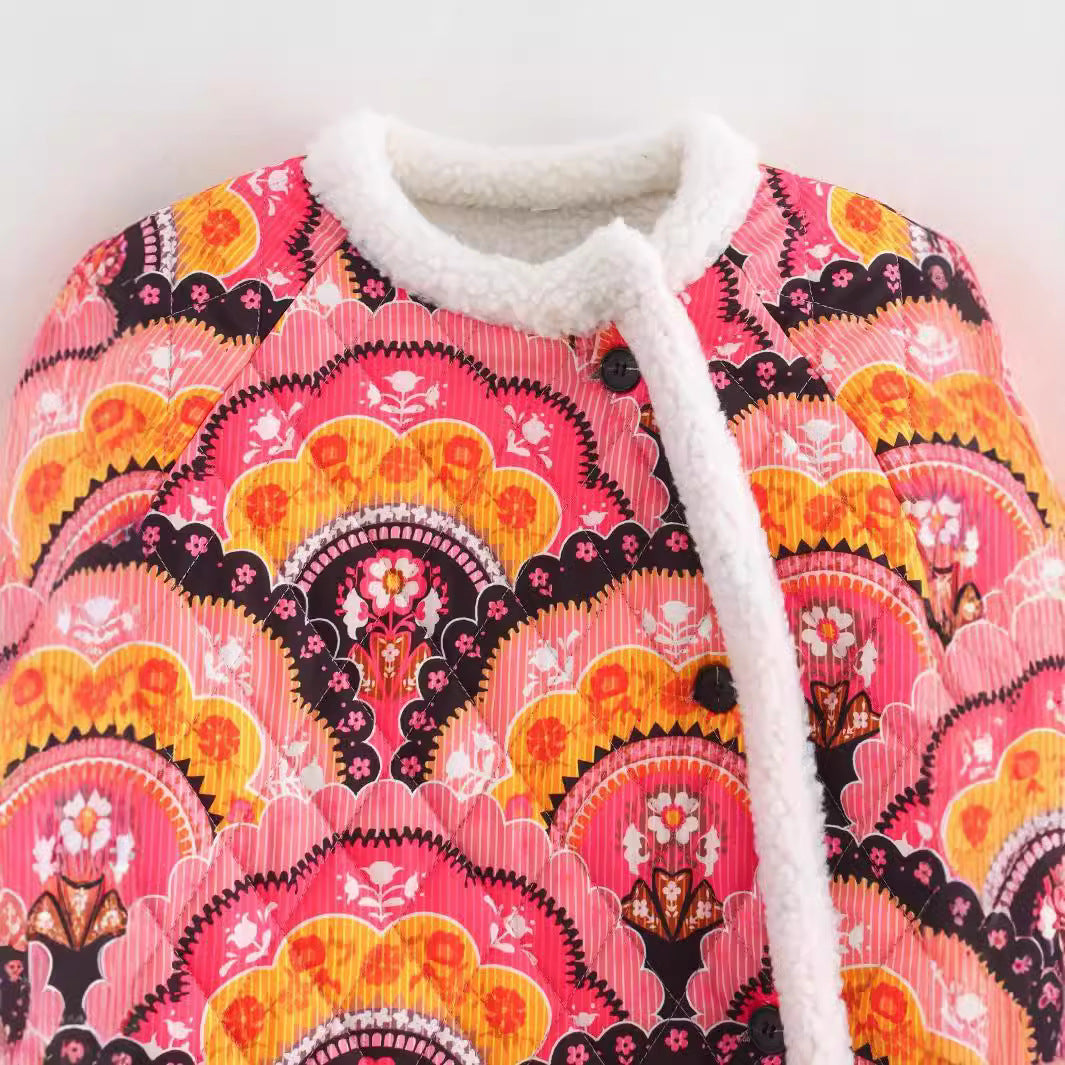 Dames gilet matelassé avec motif coloré et doublure douce Chic und Stil